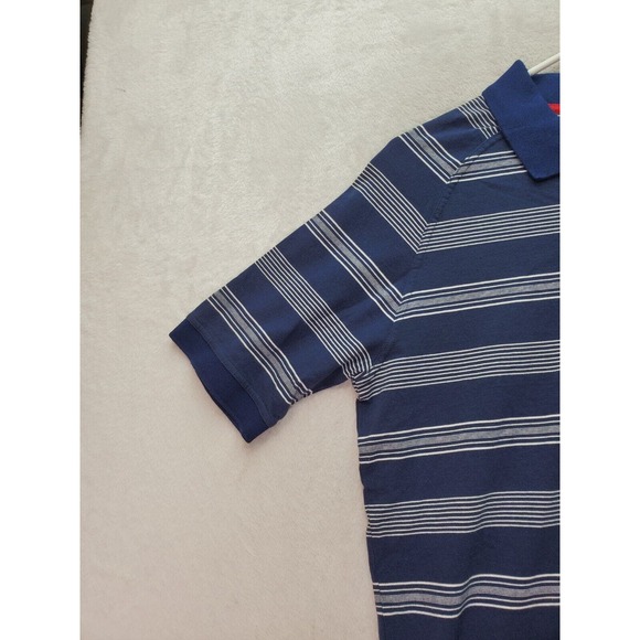 Canterbury of New Zealand Polo Shirt Men Small Navy Striped Cotton Slit Collared - Picture 6 of 9